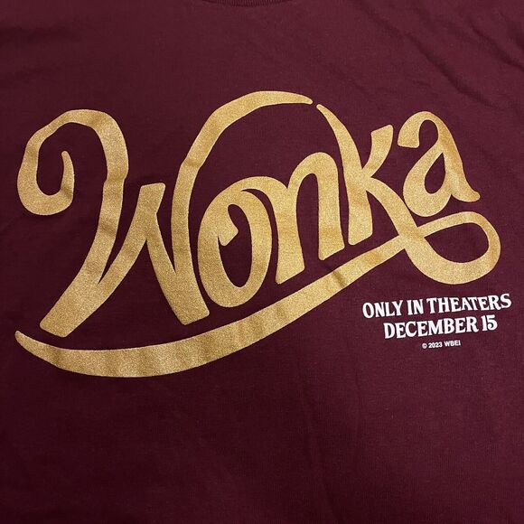 Wonka 2023 Movie Promotional XL Long Sleeve Purple Maroon Shirt Chalamet - Picture 2 of 6